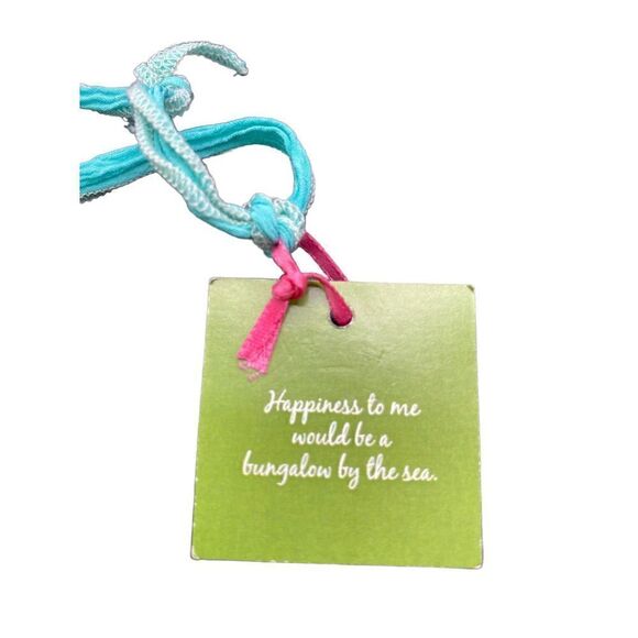 Patty Anderson blue fabric aluminum anchor pendant necklace NWT - Picture 4 of 6